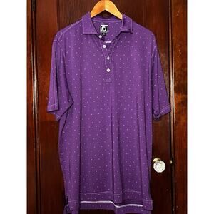 FJ FOOTJOY PURPLE BLUE ATHLETIC FIT GOLF POLO SHIRT L TPC SCOTTSDALE LOGO ON SLV